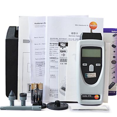 Testo 470 High Precision Digital Tachometer Handheld Optical Mechanical Contact RPM Meter Electronic Power