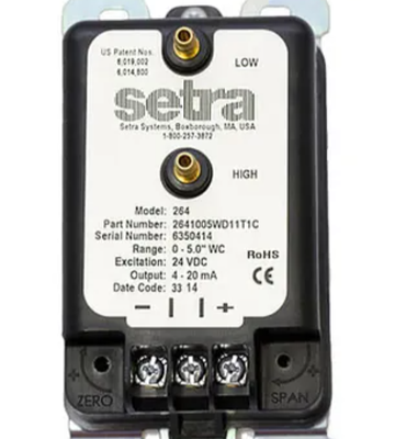 setra Model 264 Low Differential Pressure Transducer 2641-025-L-B-11-T1-G