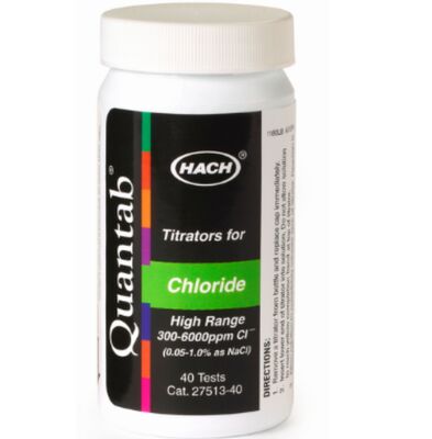 Hach Chloride QuanTab Test Strips, 30-600 mg/L, Número do produto: 2744940
