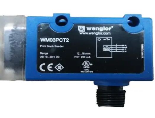 Wenglor - WM03PCT2 PRINT MARK SENSOR, 12-18MM RANGE, PNP NO NC, M12 CONNECTOR, WHITE LIGHT, 1.5x2.5 SPOT, 10-30VDC